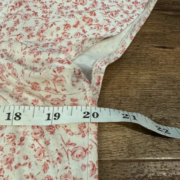 Aria Collection Floral Pink Nightgown Sleepshirt M Ribbon Trim Lace Accent READ - Picture 7 of 8